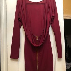 Backless maroon dress